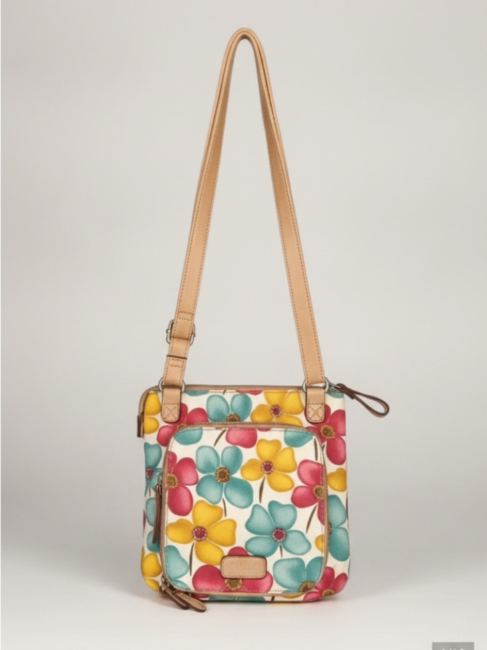 RELIC Crossbody/Shoulder Bag Floral Canvas Blue/Pink/Yellow